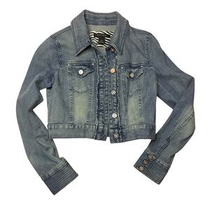 WHBM WHITE HOUSE BLACK MARKET Denim rop ruffle JACKET jean